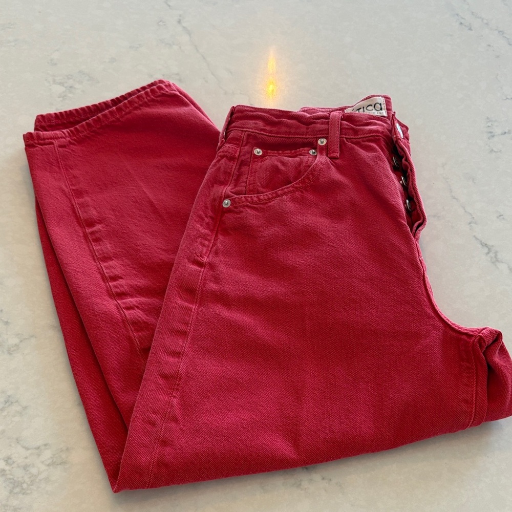 Etica Women's Bold Red Barrel Leg Jeans
